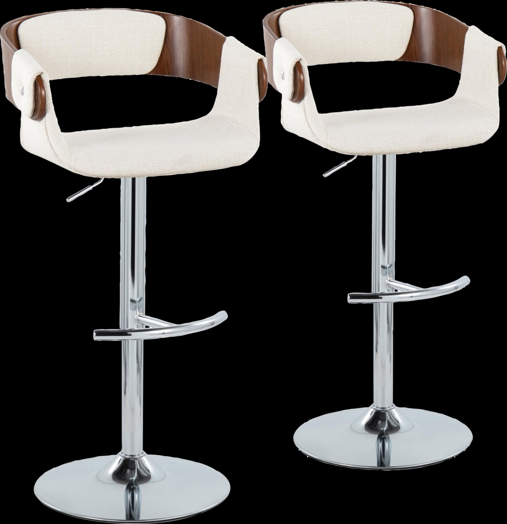 Takeda II Cream Adjustable Barstool, Set of 2 - Thumbnail - Image 1