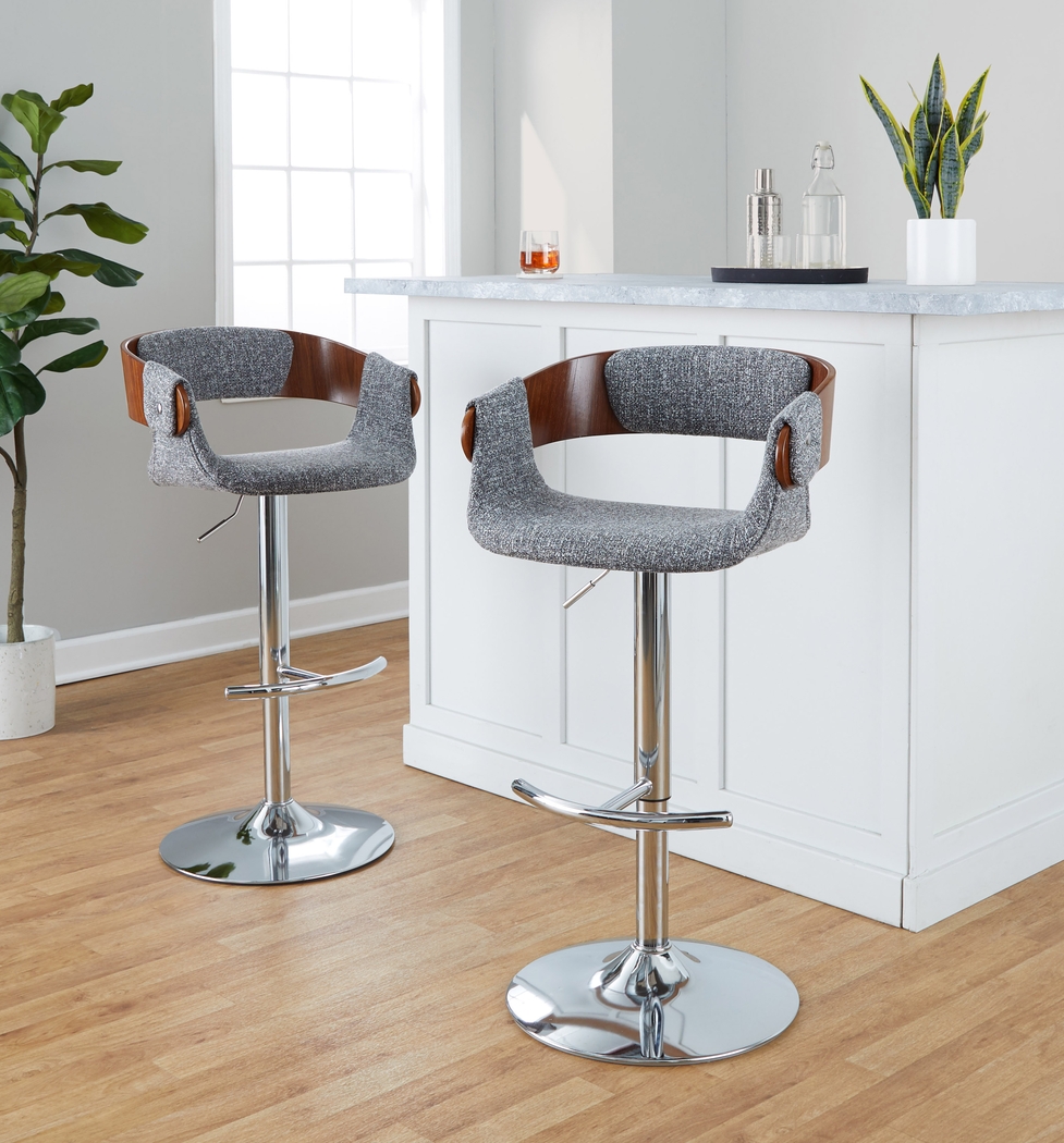 Takeda II Gray Adjustable Barstool, Set of 2 - Thumbnail - Image 2