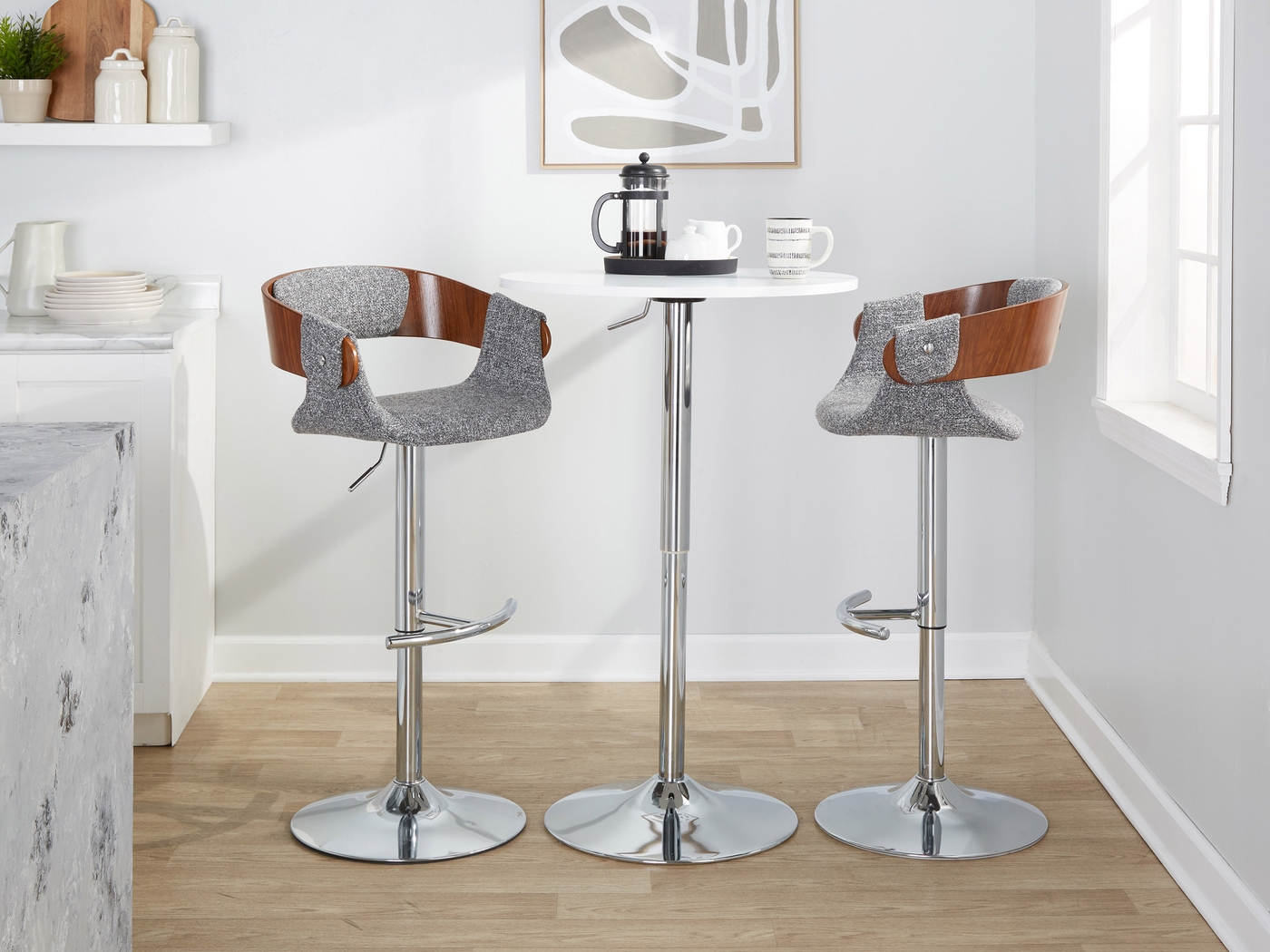 Takeda II Gray Adjustable Barstool, Set of 2 - Thumbnail - Image 5