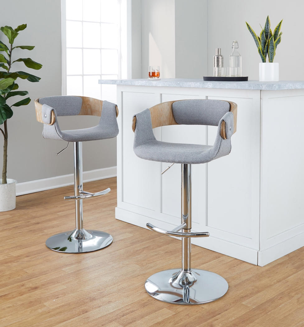 Takeda II Light Gray Adjustable Barstool, Set of 2 - Thumbnail - Image 2