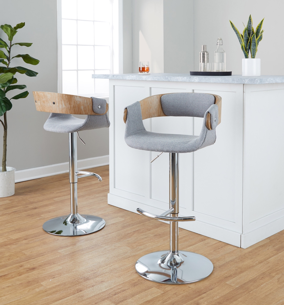 Takeda II Light Gray Adjustable Barstool, Set of 2 - Thumbnail - Image 3