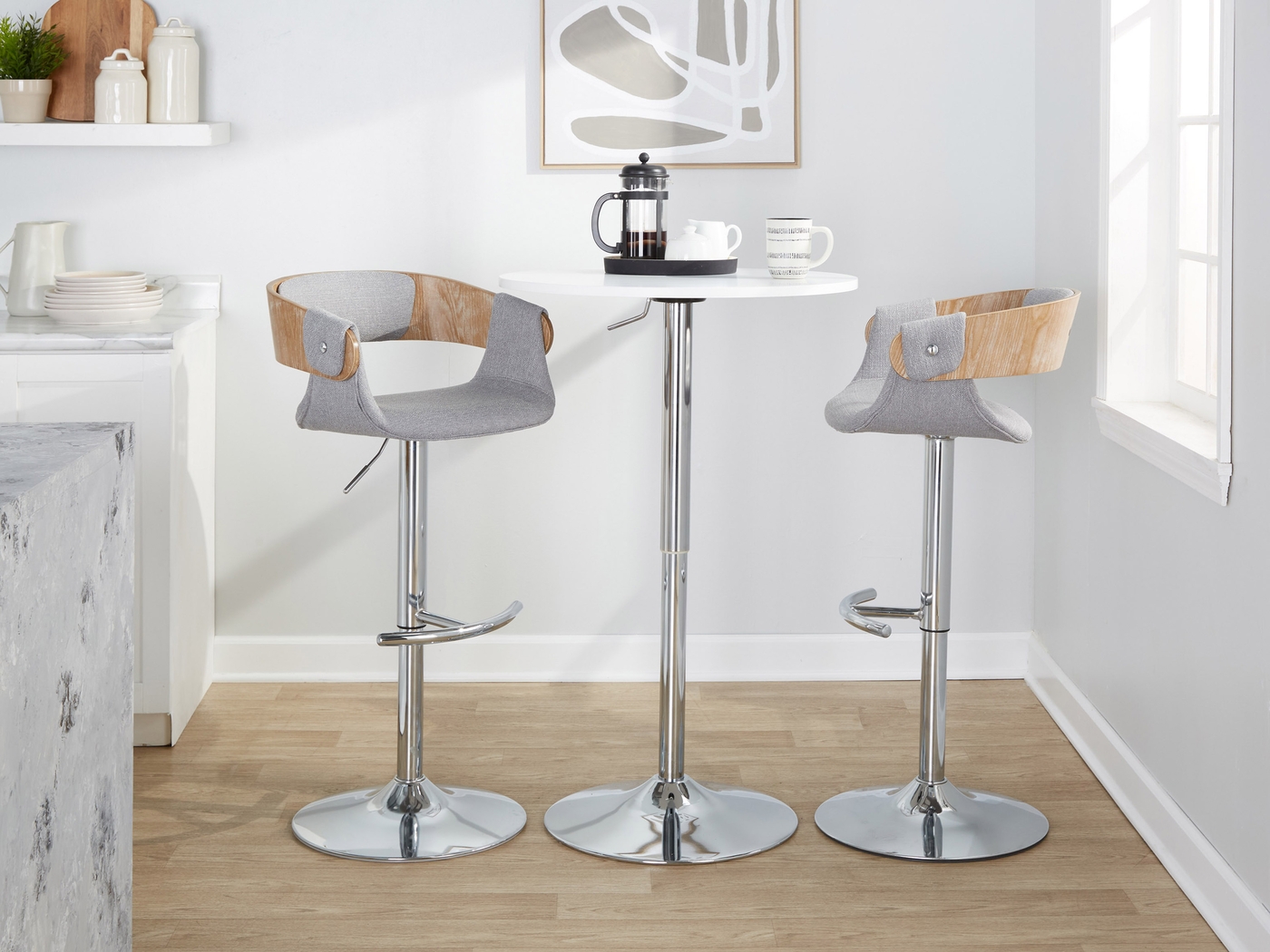 Takeda II Light Gray Adjustable Barstool, Set of 2 - Thumbnail - Image 5