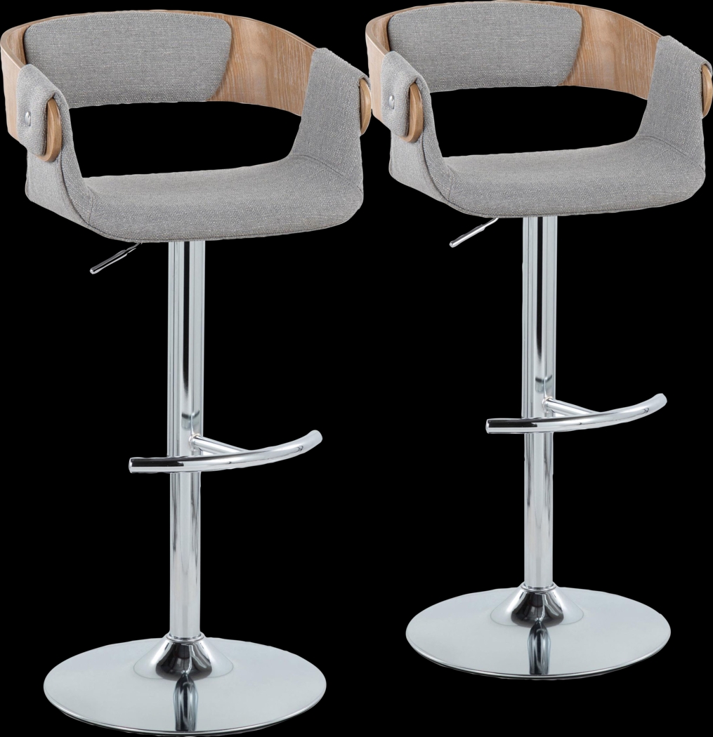 Takeda II Light Gray Adjustable Barstool, Set of 2 - Thumbnail - Image 1
