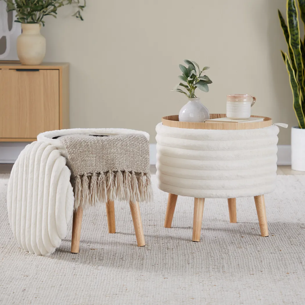 Talana White Ottoman, Set of 2 - Thumbnail - Image 2