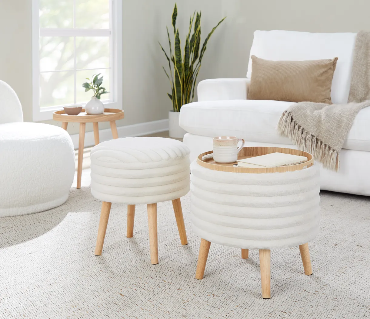 Talana White Ottoman, Set of 2 - Thumbnail - Image 4