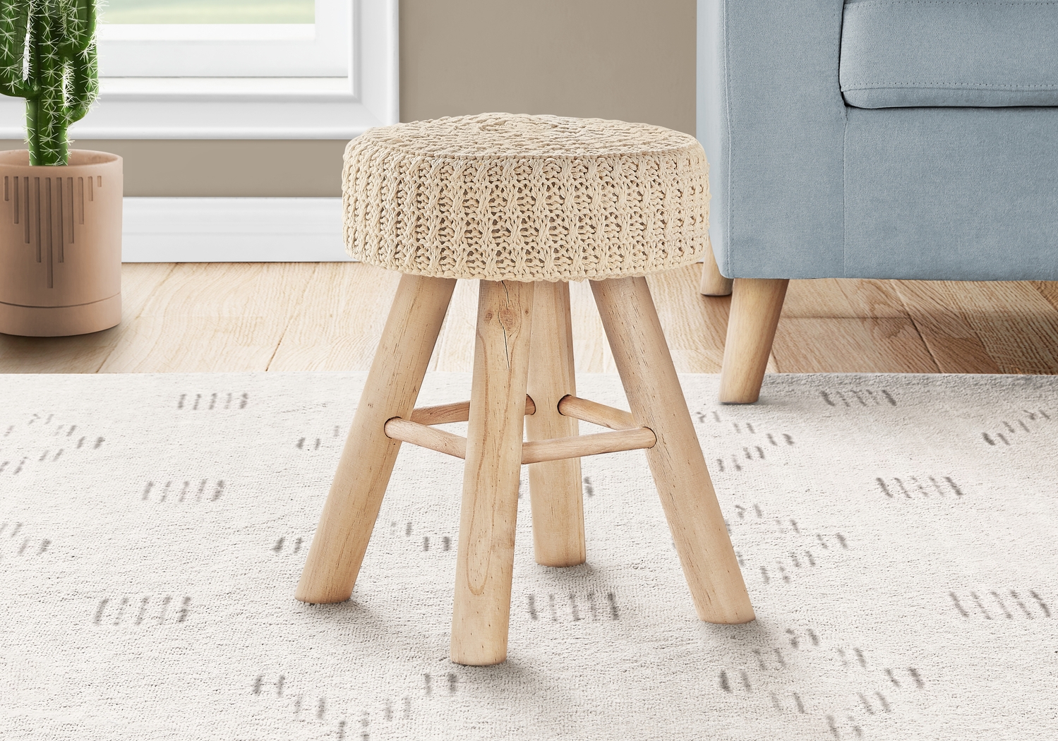 Taldeco Beige Ottoman - Thumbnail - Image 2