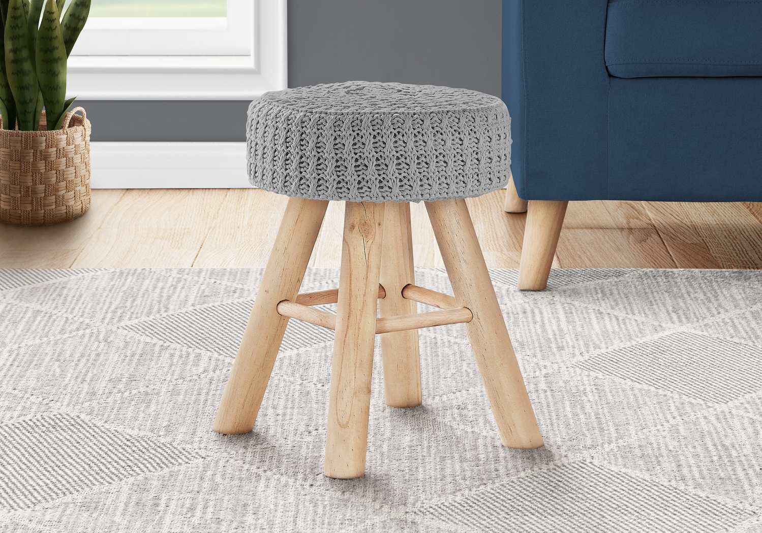 Taldeco Gray Ottoman - Thumbnail - Image 2