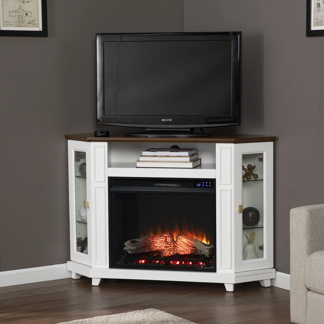 Taliferro IV White 46 in. Console, With Touch Panel Electric Log Fireplace - Image 7