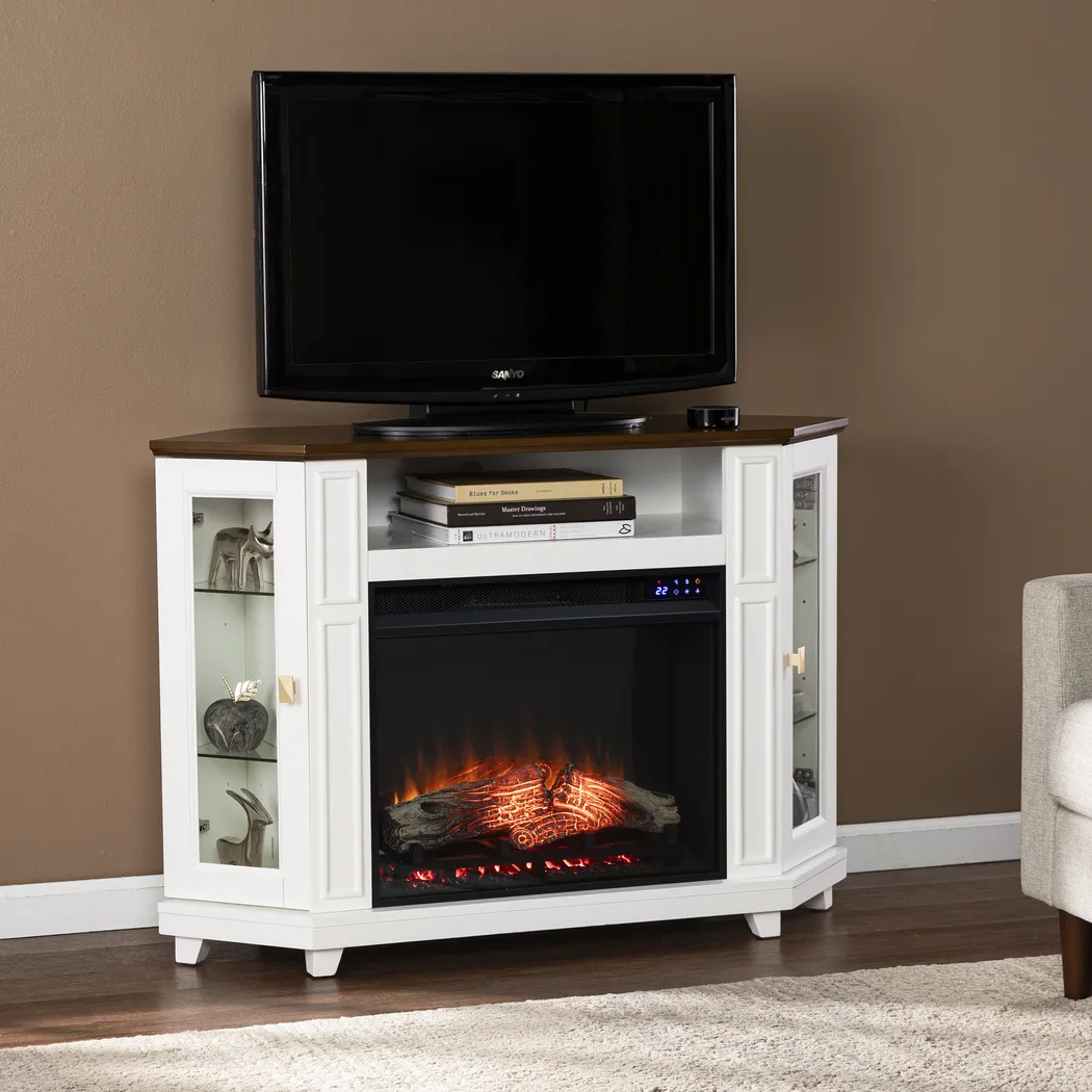 Taliferro IV White 46 in. Console, With Touch Panel Electric Log Fireplace - Image 8