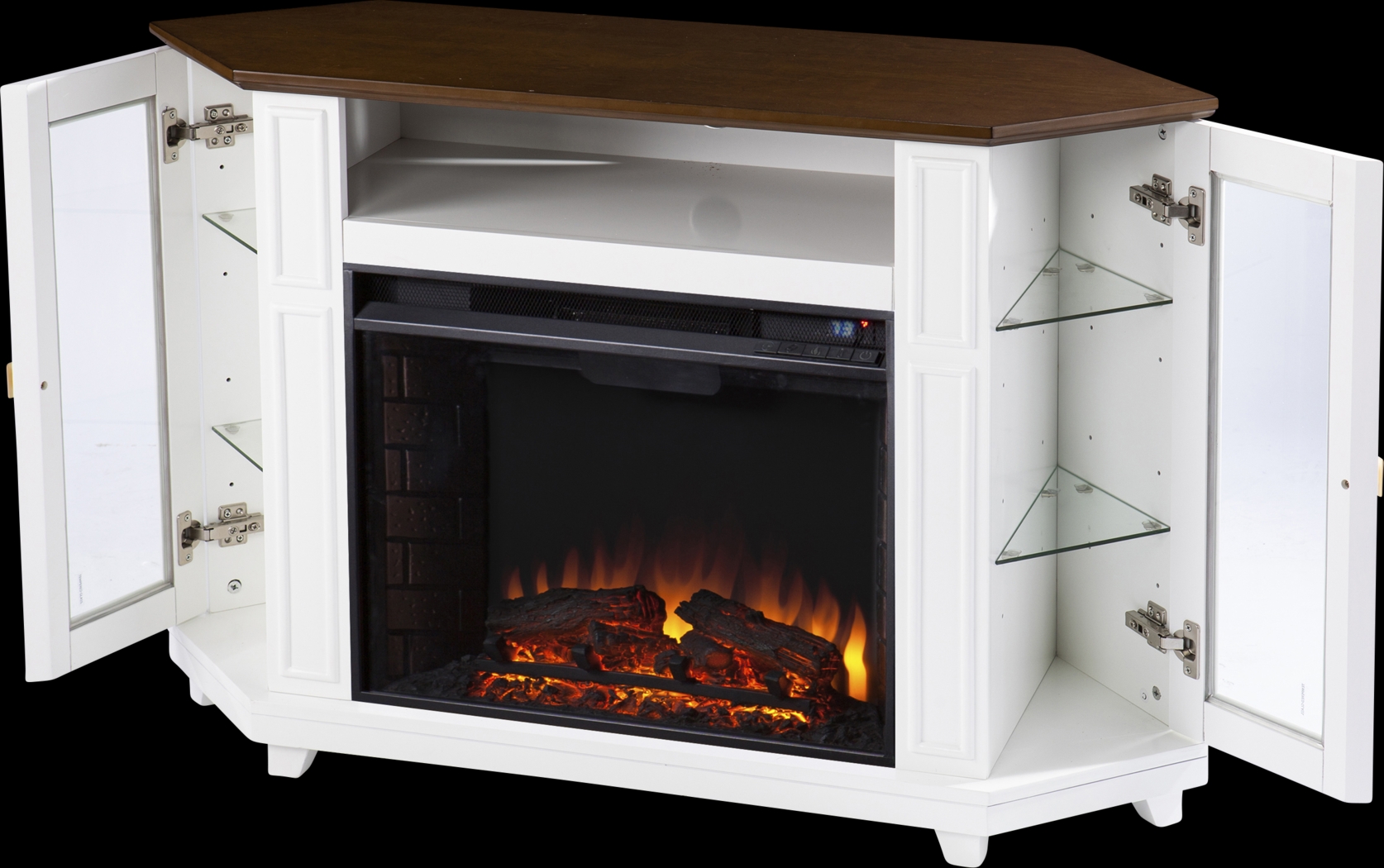 Taliferro II White 46 in. Console With Electric Log Fireplace - Thumbnail - Image 2