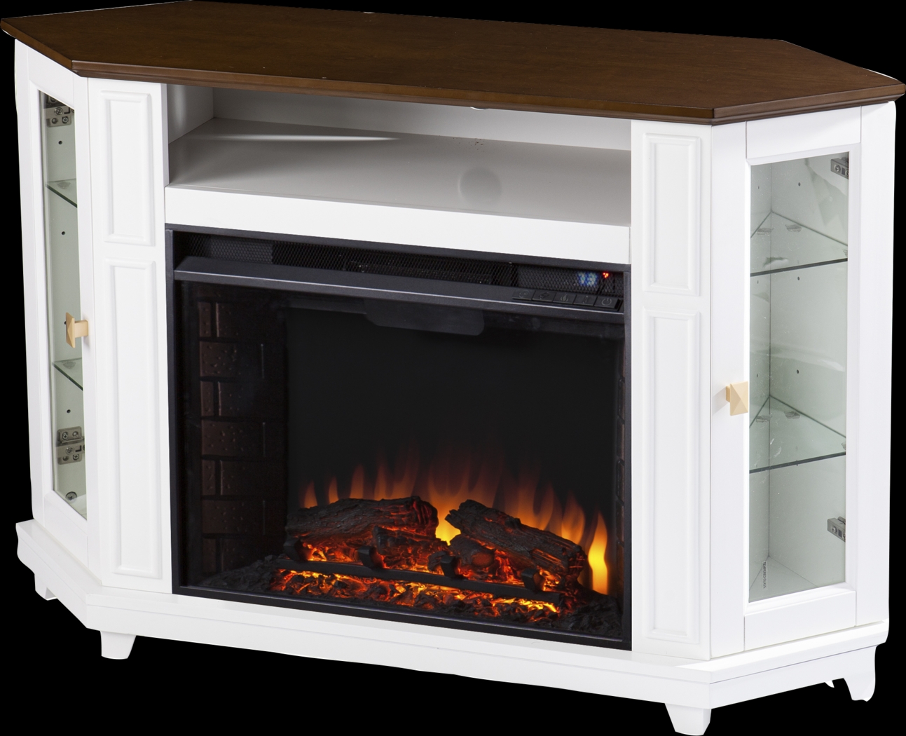 Taliferro II White 46 in. Console With Electric Log Fireplace - Thumbnail - Image 1