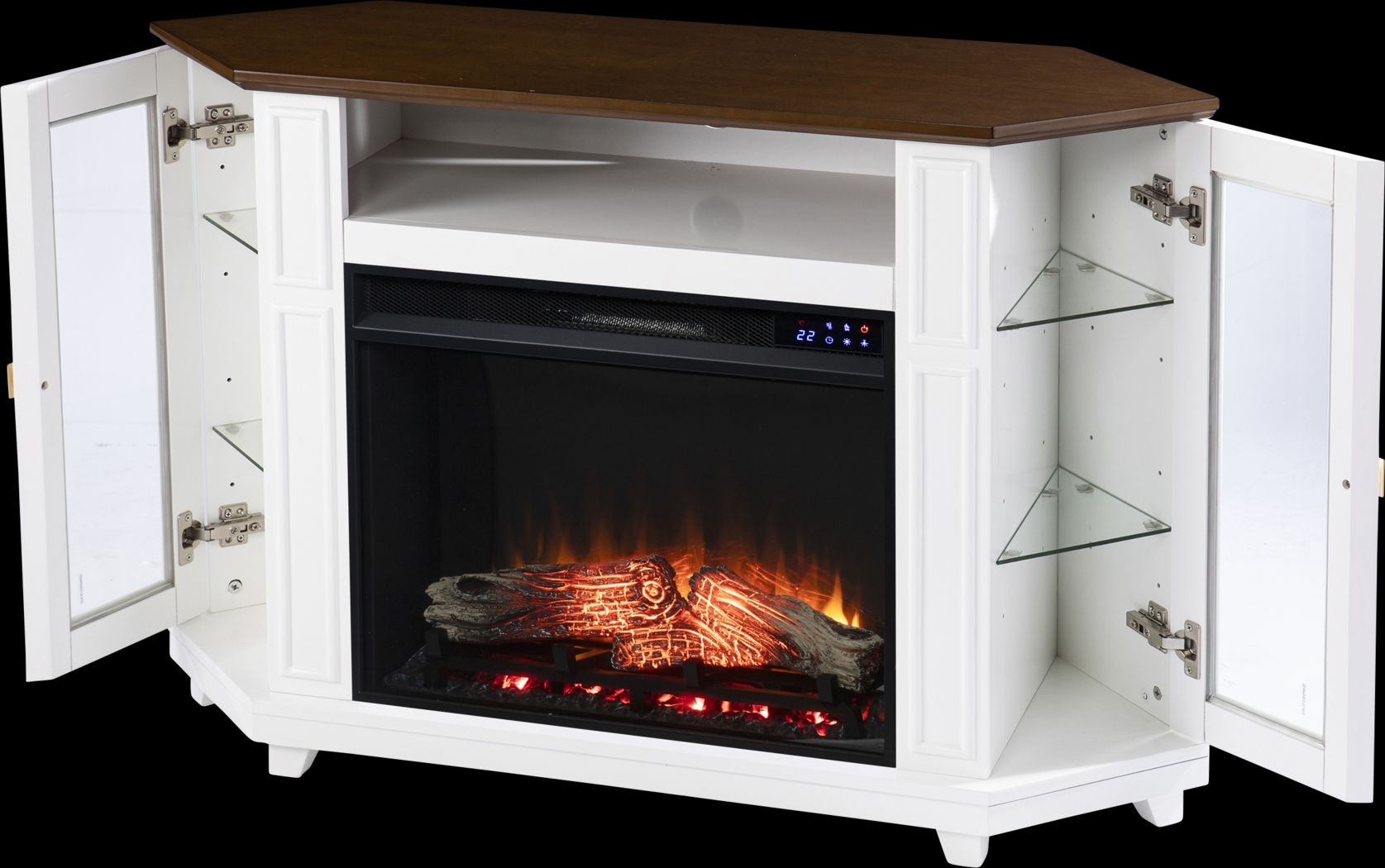 Taliferro IV White 46 in. Console, With Touch Panel Electric Log Fireplace - Thumbnail - Image 4