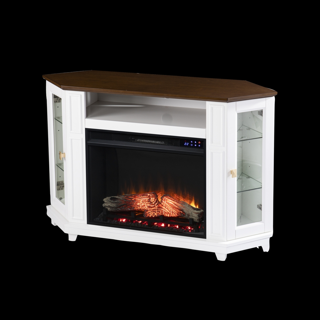 Taliferro IV White 46 in. Console, With Touch Panel Electric Log Fireplace - Thumbnail - Image 1