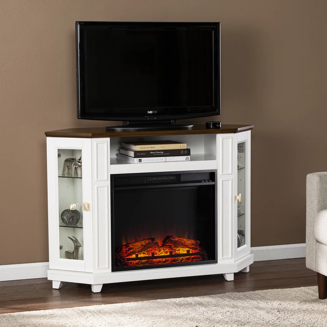 Taliferro V White 47 in. Console with Electric Fireplace - Thumbnail - Image 2