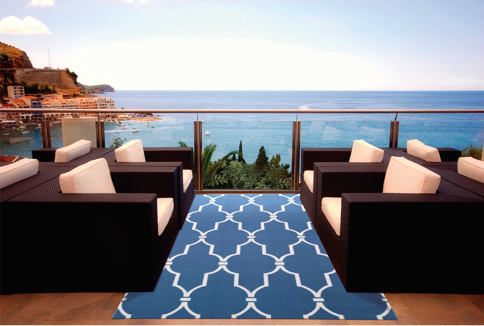 Taliya Navy 8' x 11' Indoor/Outdoor Rug - Thumbnail - Image 4