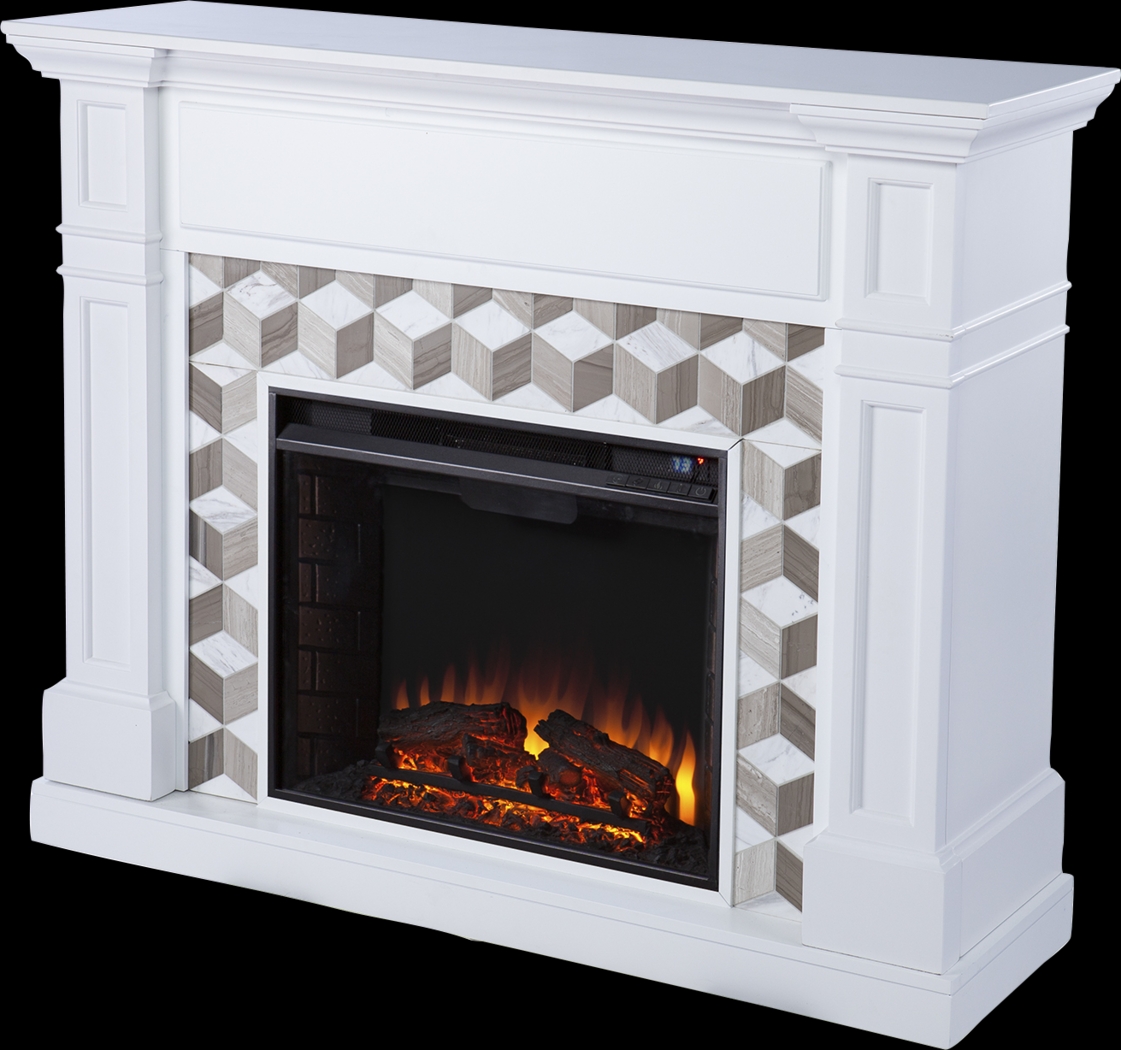 Talmadge II White 48 in. Console With Electric Log Fireplace - Thumbnail - Image 1