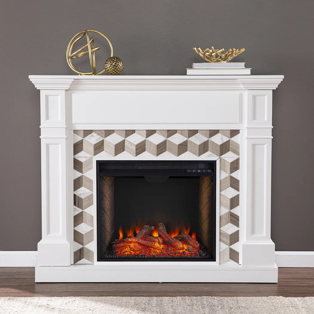 Talmadge III White 48 in. Console With Smart Electric Fireplace - Image 5