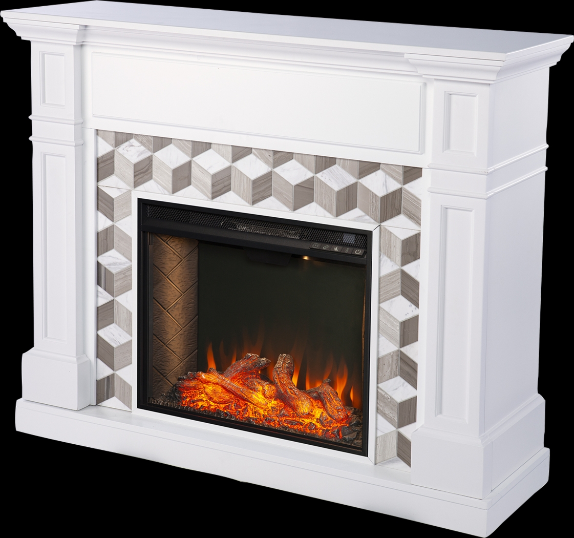 Talmadge III White 48 in. Console With Smart Electric Fireplace - Thumbnail - Image 1