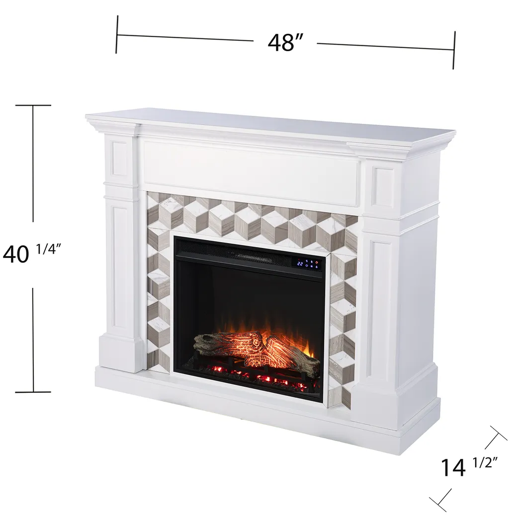 Talmadge IV White 48 in. Console With Touch Panel Electric Fireplace - Image 6