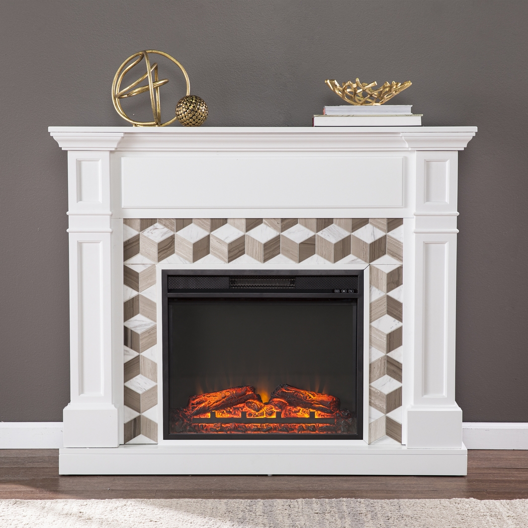 Talmadge V White 48 in. Console with Electric Fireplace - Thumbnail - Image 2