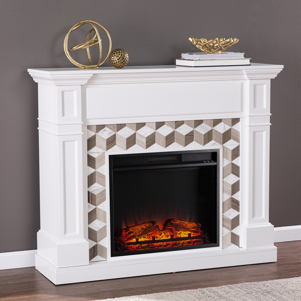 Talmadge V White 48 in. Console with Electric Fireplace - Thumbnail - Image 3