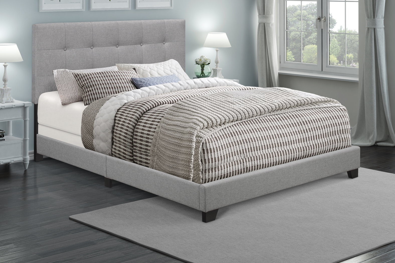 Tamara Gray King Upholstered Bed - Thumbnail - Image 2