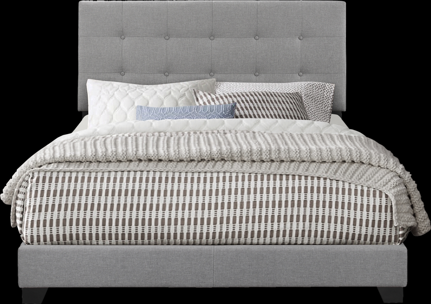 Tamara Gray Queen Upholstered Bed - Thumbnail - Image 1