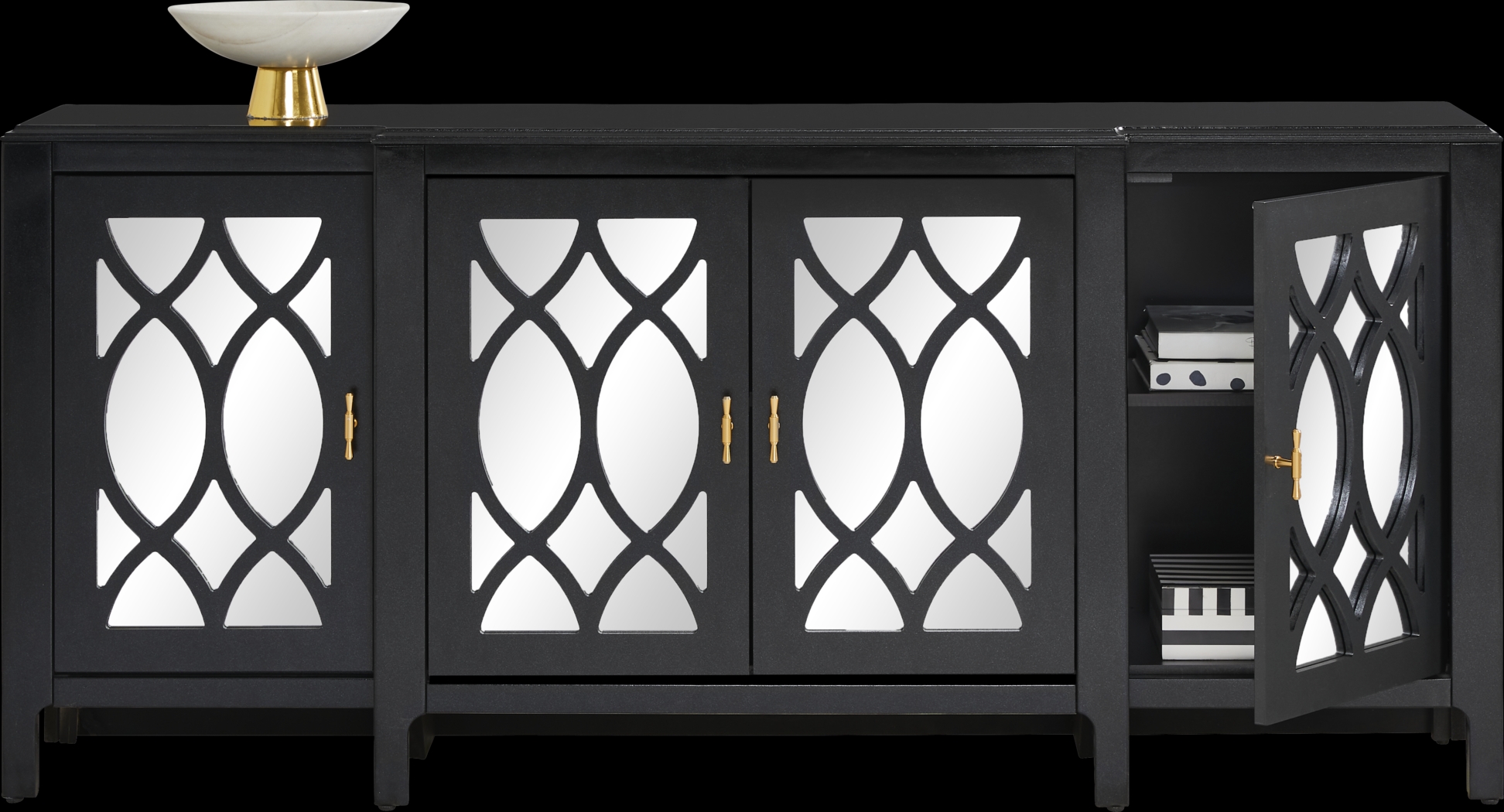 Tameran Black 4 Door Accent Cabinet - Thumbnail - Image 3