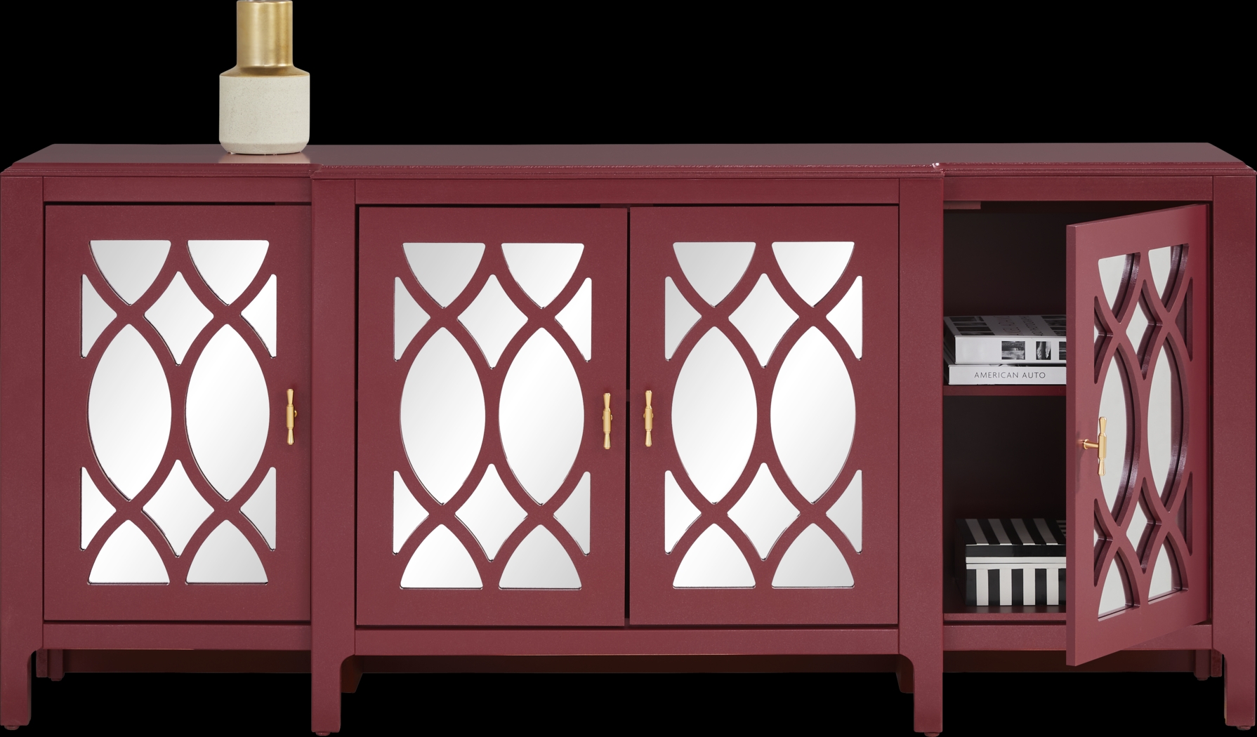 Tameran Red 4 Door Accent Cabinet - Thumbnail - Image 3