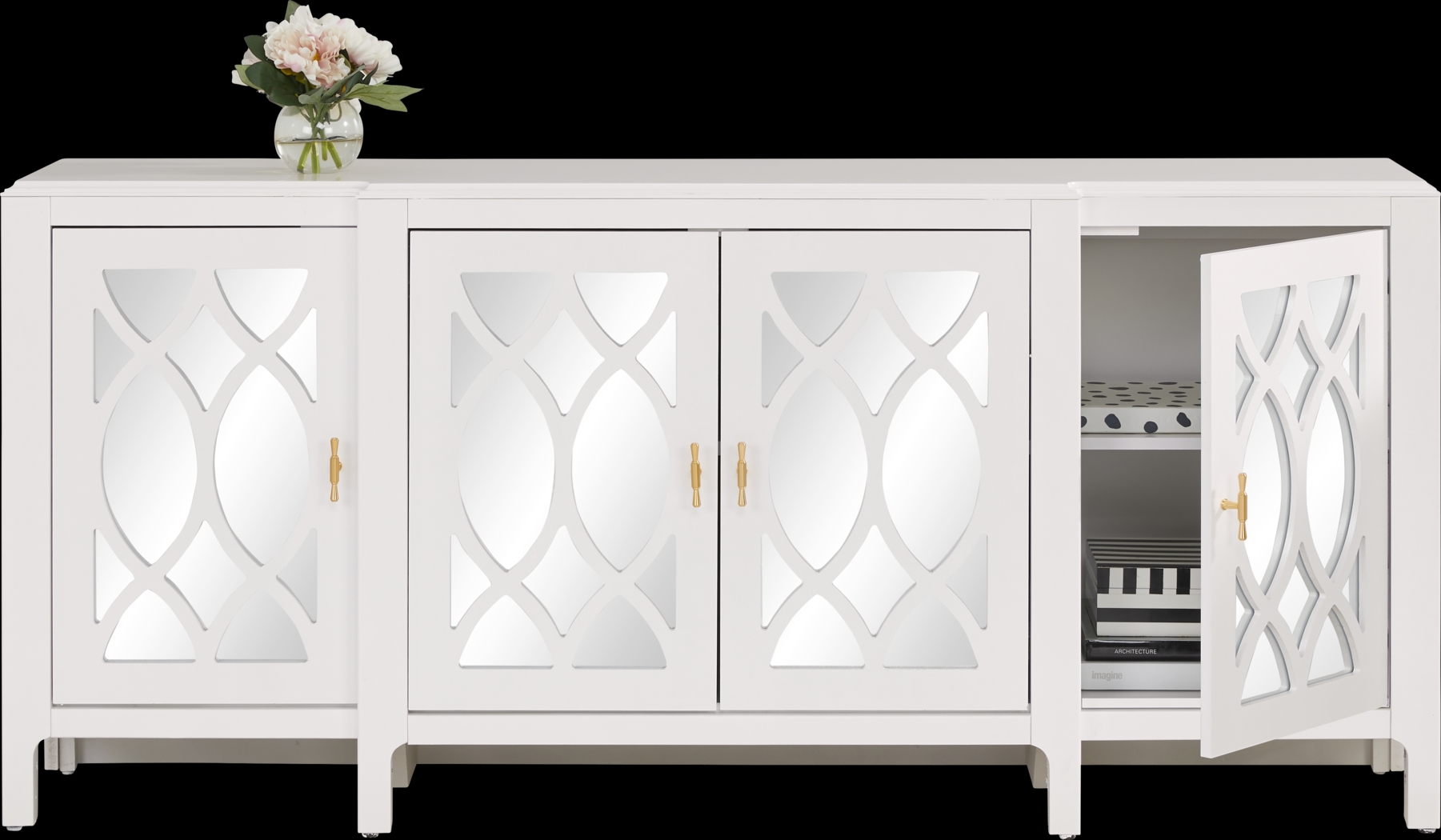 Tameran White 4 Door Accent Cabinet - Thumbnail - Image 3