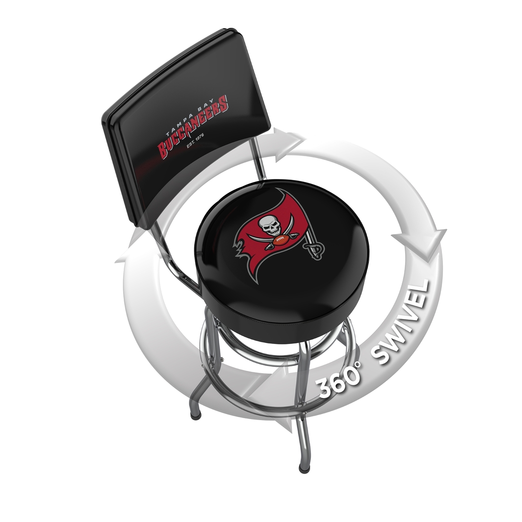 Tampa Bay Buccaneers Black Swivel Barstool with Back - Thumbnail - Image 3