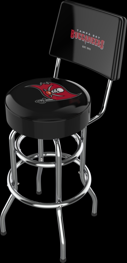 Tampa Bay Buccaneers Black Swivel Barstool with Back - Thumbnail - Image 1