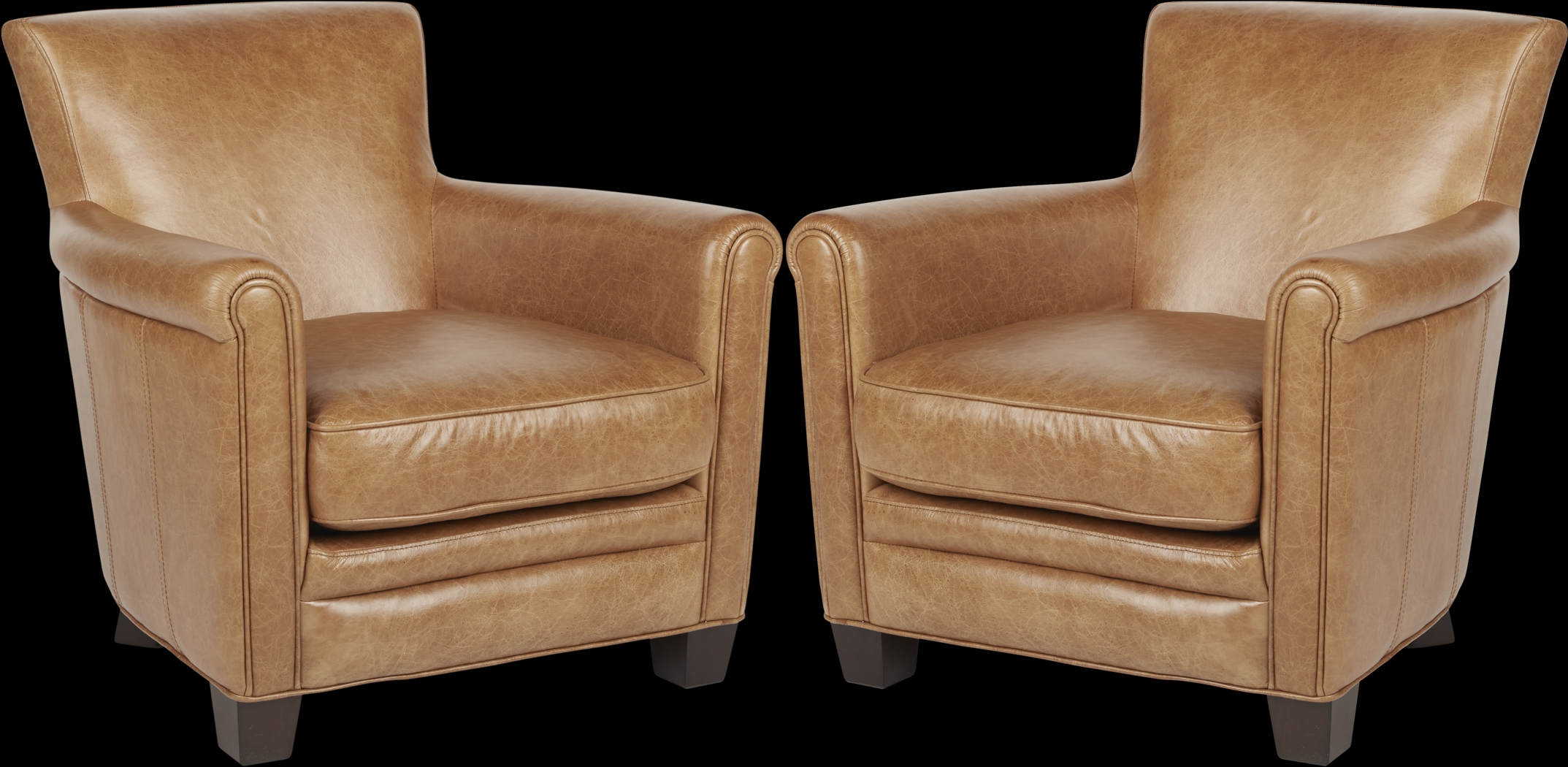 Tamron Brown Leather Accent Chair - Set of 2 - Thumbnail - Image 1
