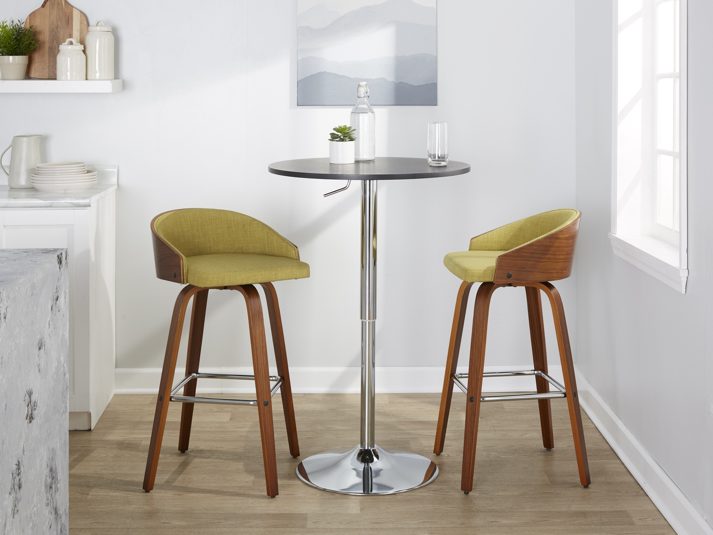 Tanacross Green Swivel Barstool, Set of 2 - Thumbnail - Image 2