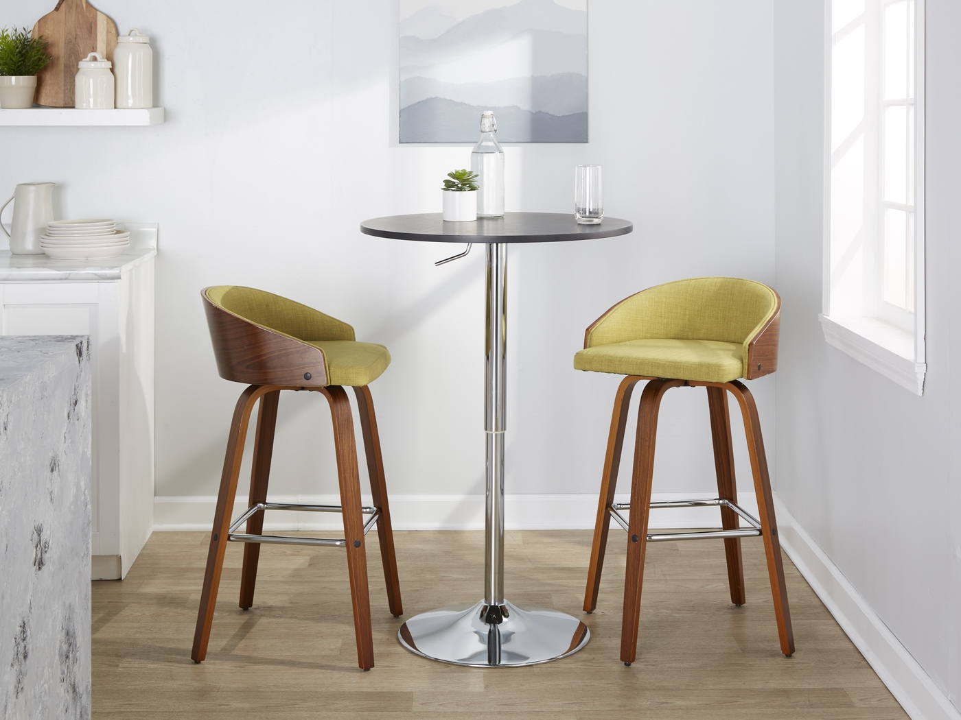 Tanacross Green Swivel Barstool, Set of 2 - Thumbnail - Image 3