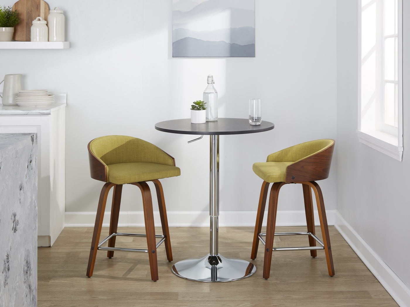 Tanacross Green Swivel Counter Height Stool, Set of 2 - Thumbnail - Image 3