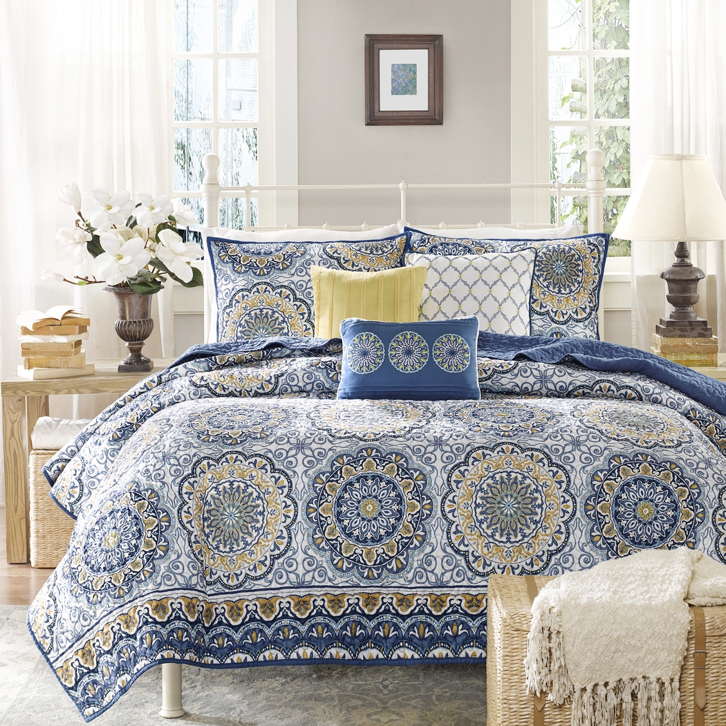 Tangiers Blue 6 Pc Queen Coverlet Set - Thumbnail - Image 2