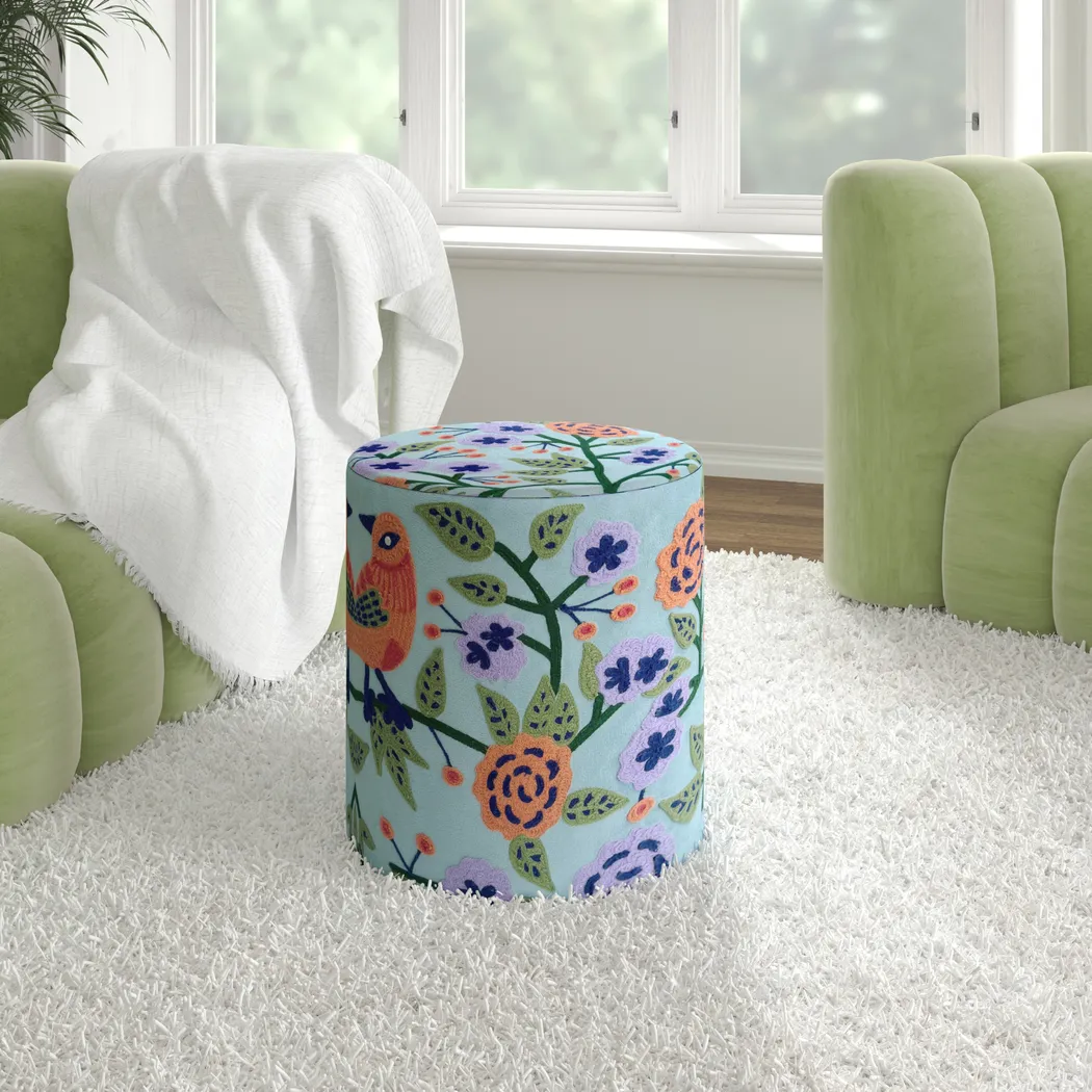 Tansya Blue Ottoman - Thumbnail - Image 2