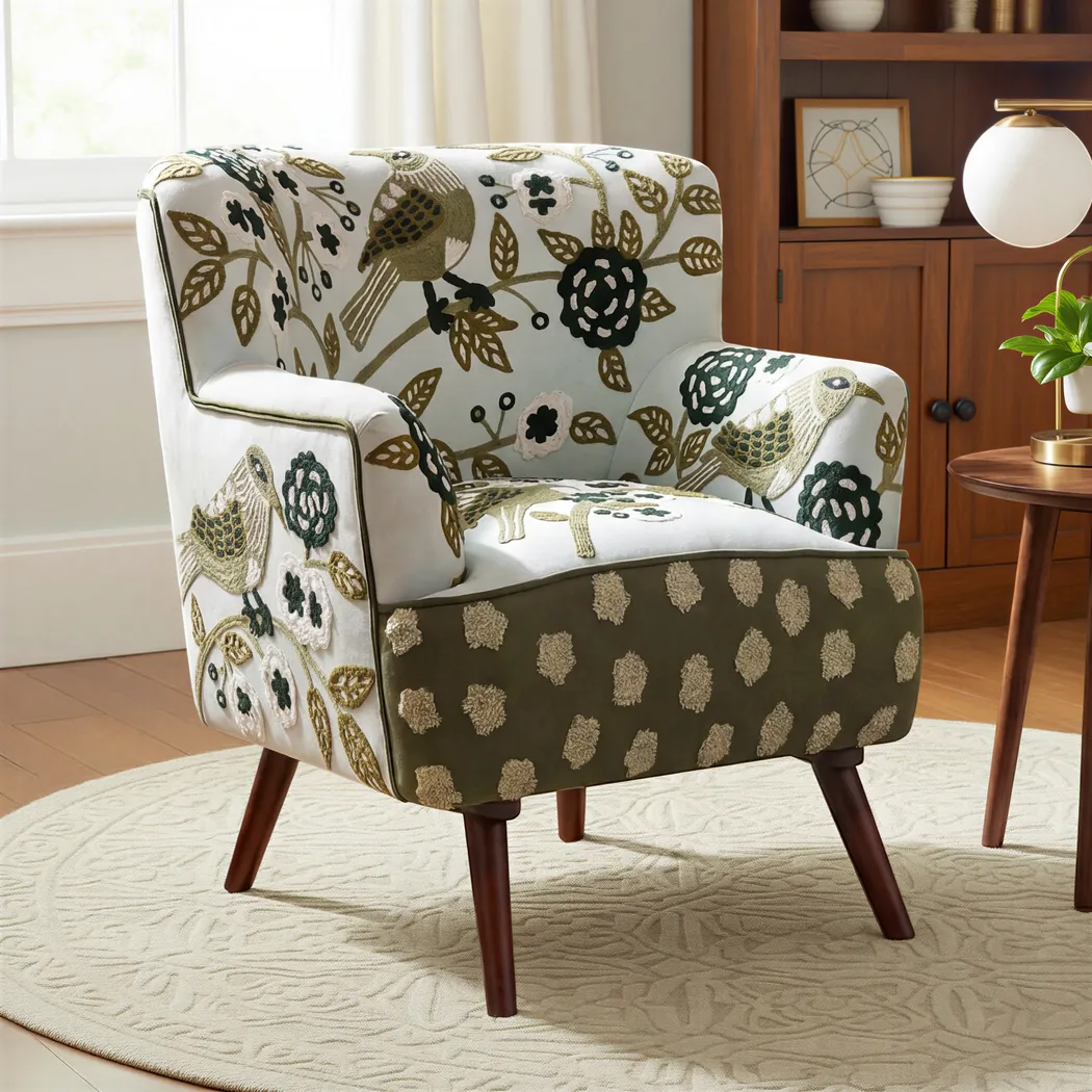Tansya White/Green Accent Chair - Thumbnail - Image 2