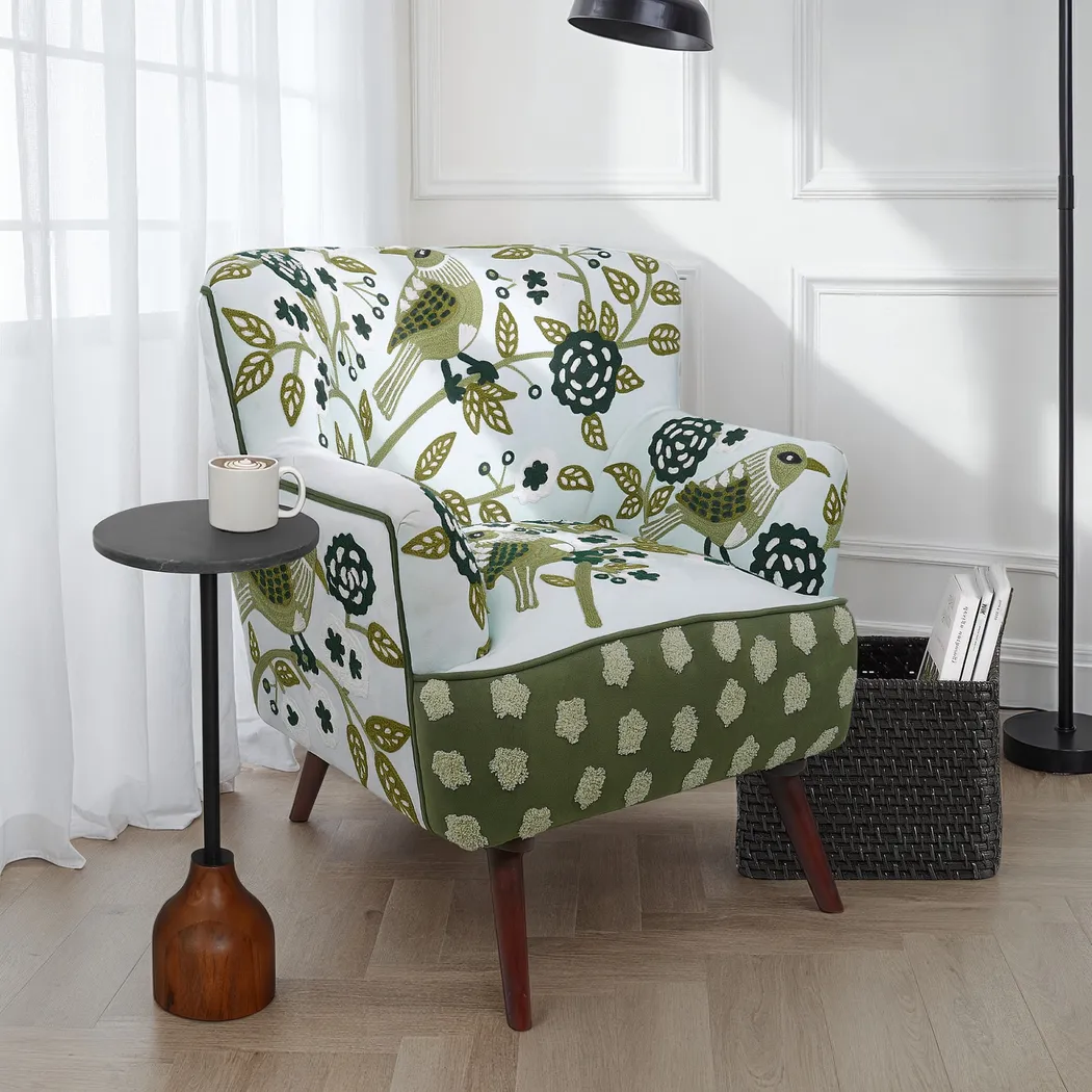 Tansya White/Green Accent Chair - Thumbnail - Image 3