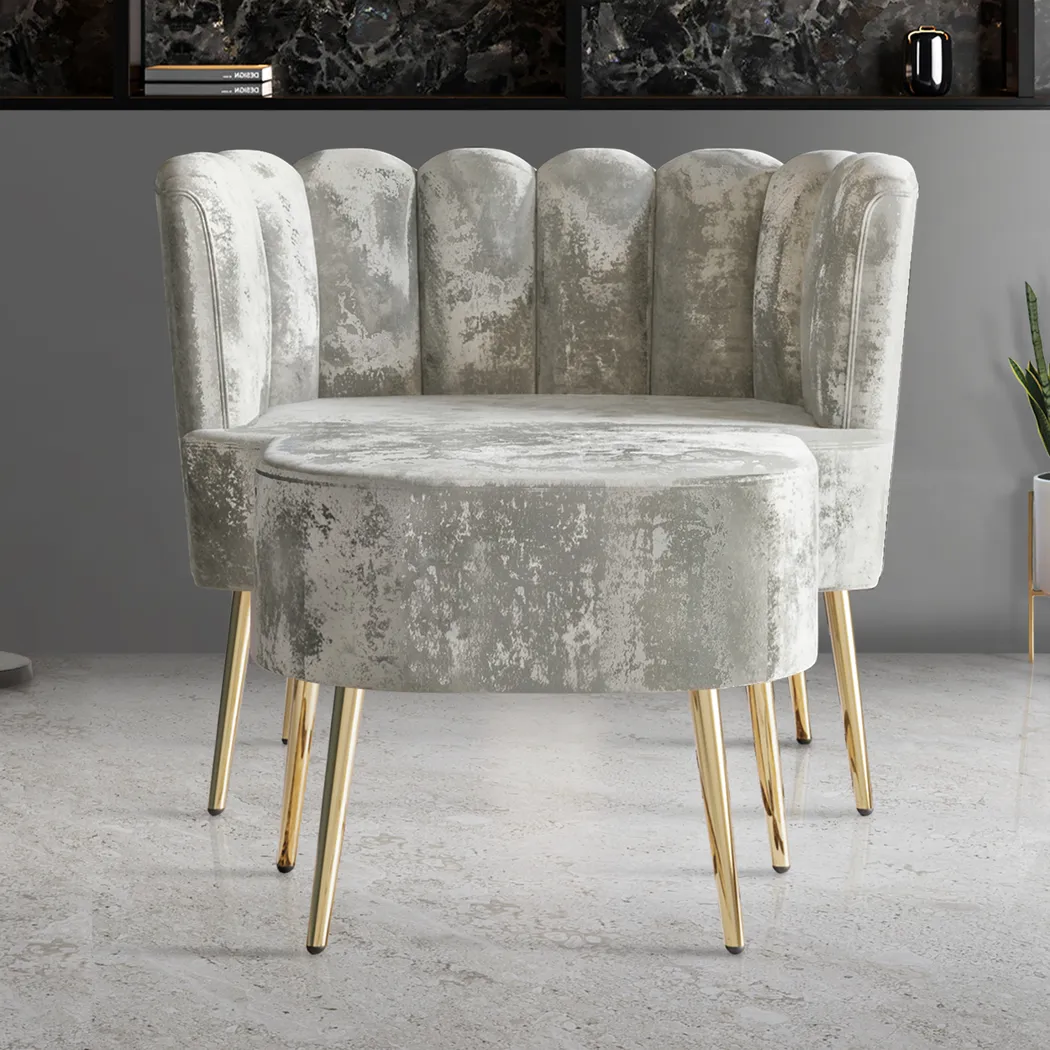 Tassou Gray Accent Chair and Ottoman - Image 2