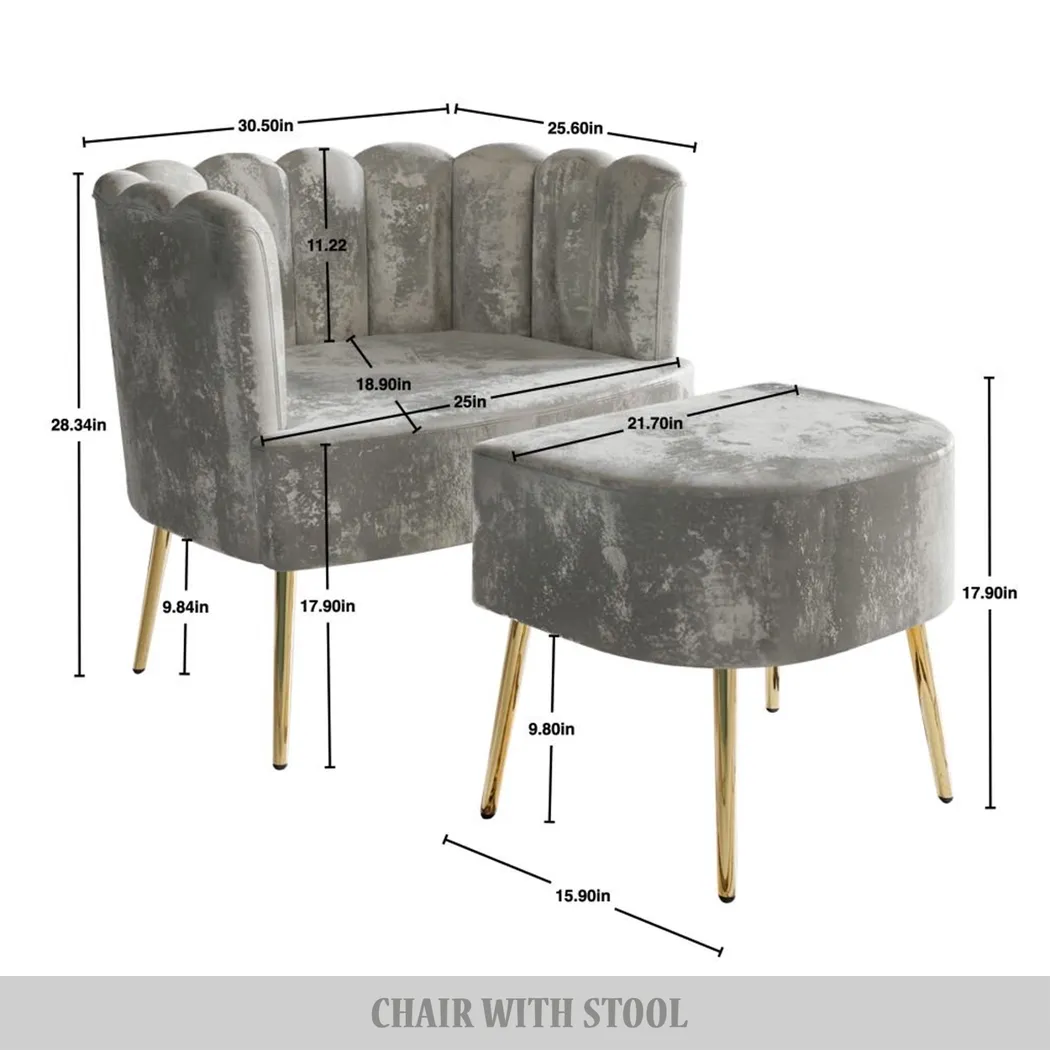Tassou Gray Accent Chair and Ottoman - Image 4