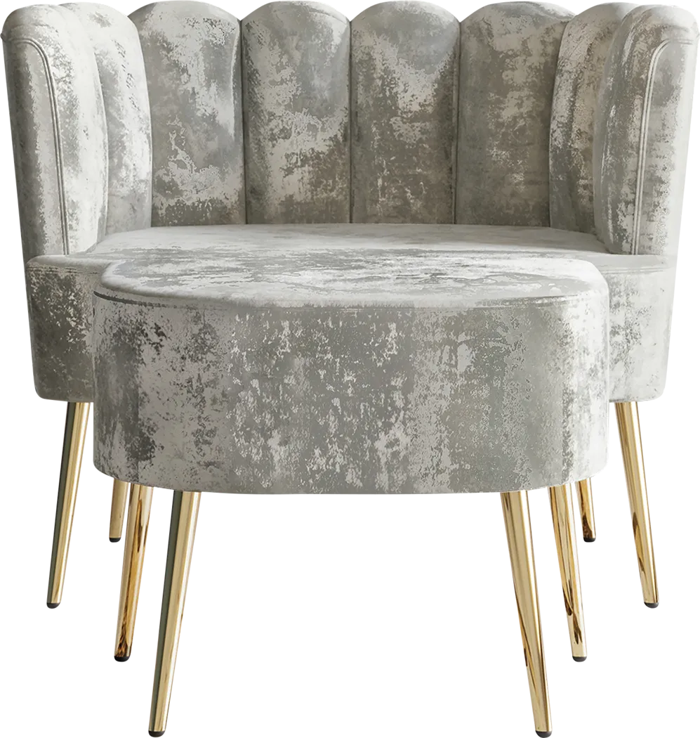 Tassou Gray Accent Chair and Ottoman - Image 5