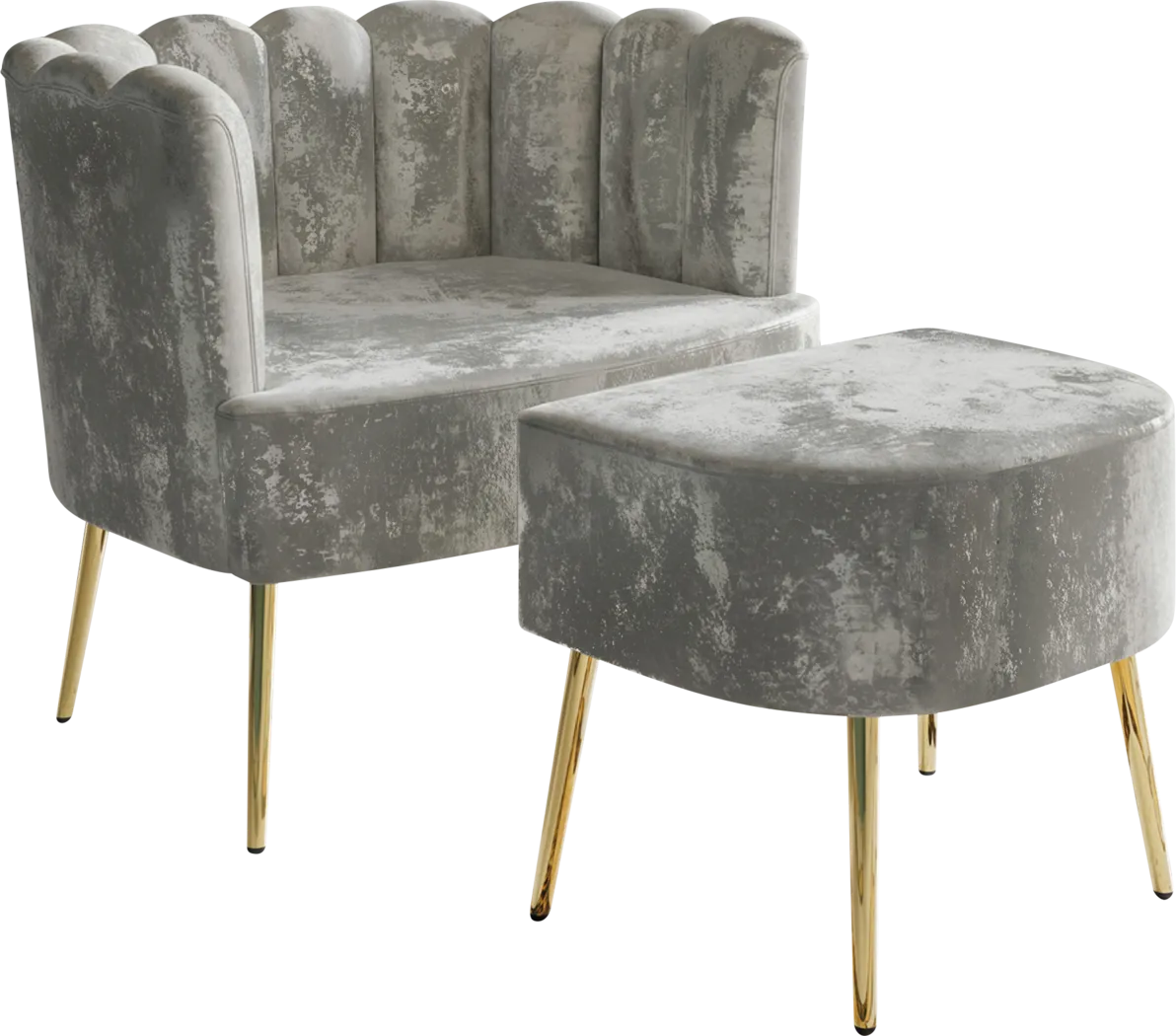Tassou Gray Accent Chair and Ottoman - Image 1
