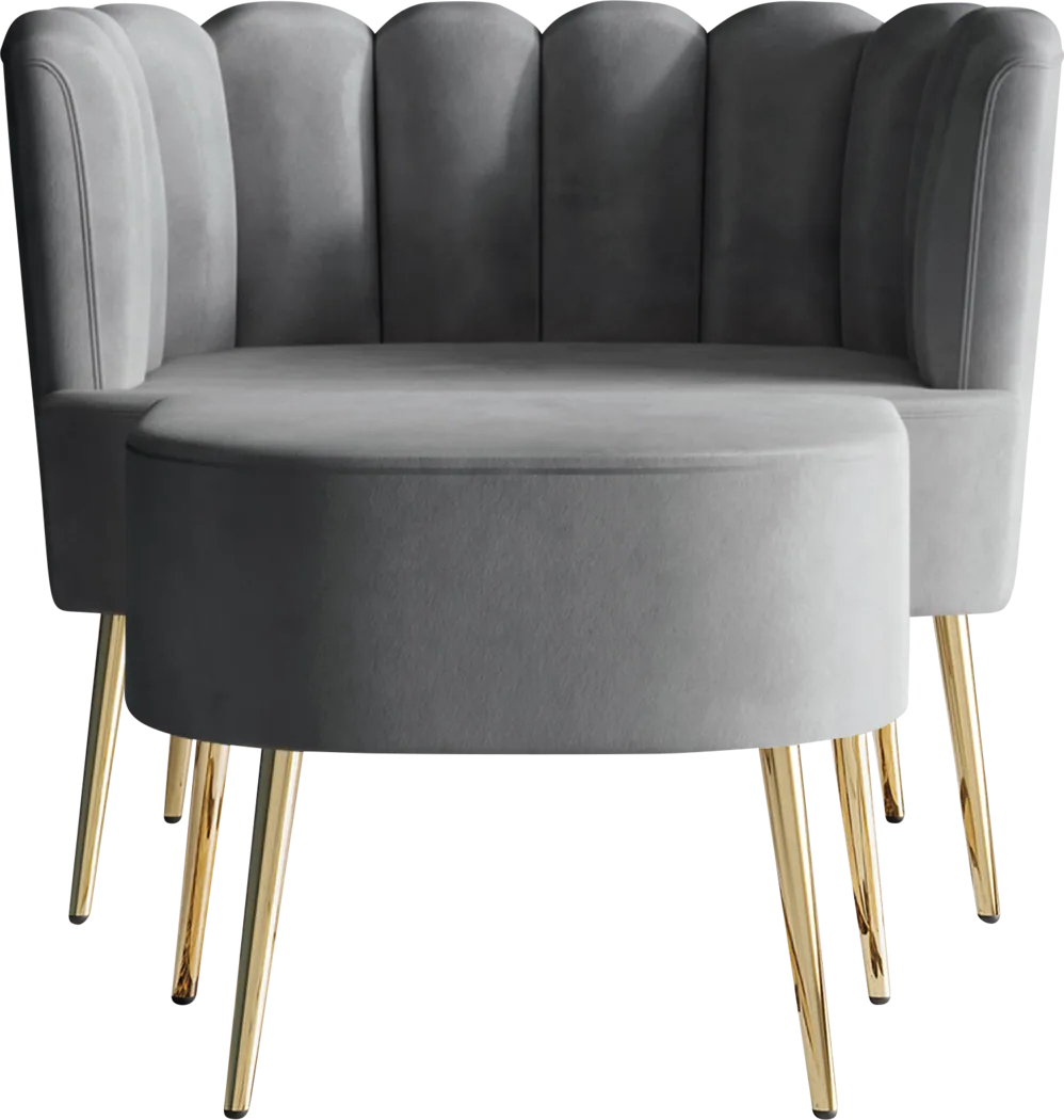 Tassou Light Gray Accent Chair and Ottoman - Image 5