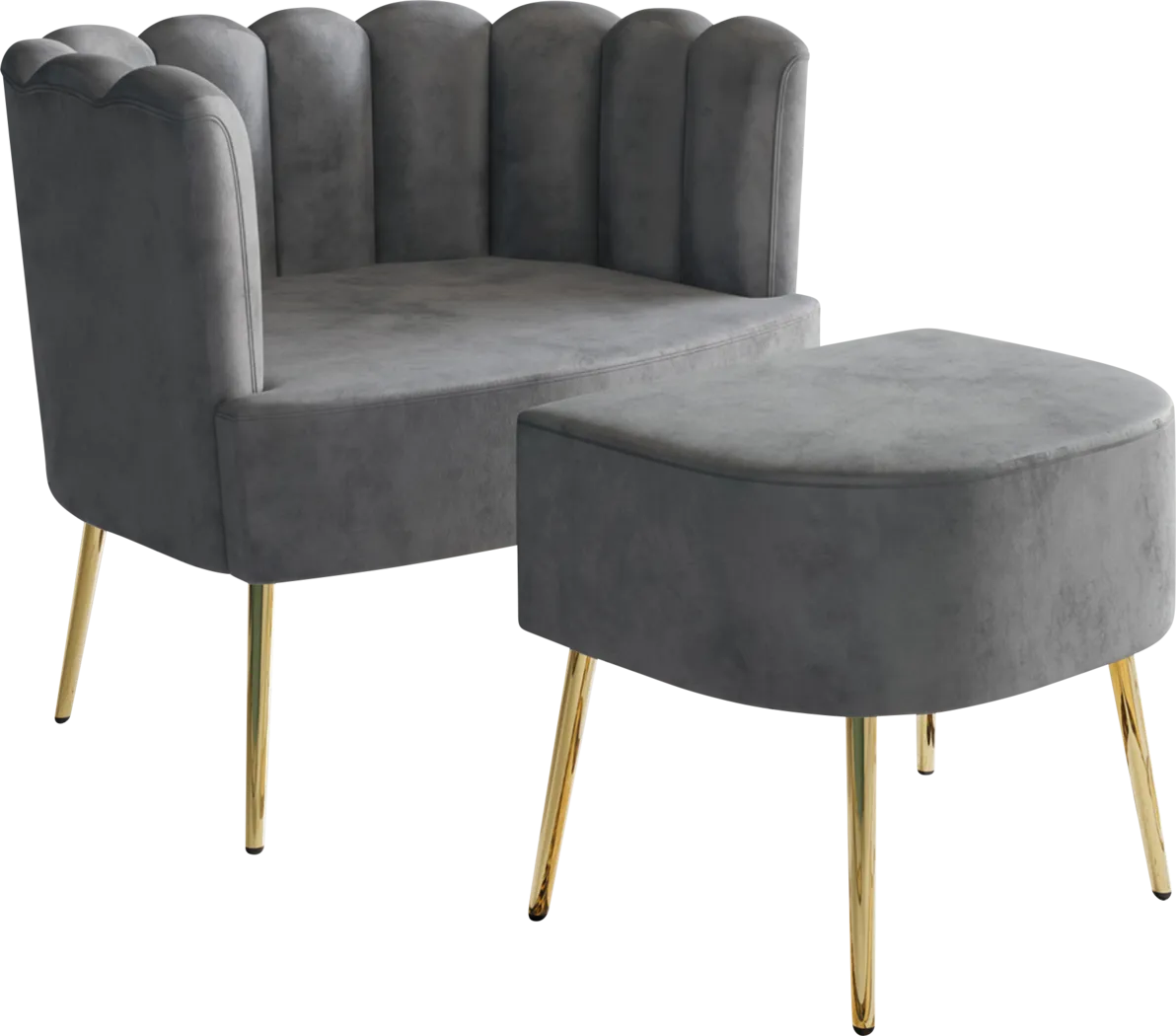 Tassou Light Gray Accent Chair and Ottoman - Image 1