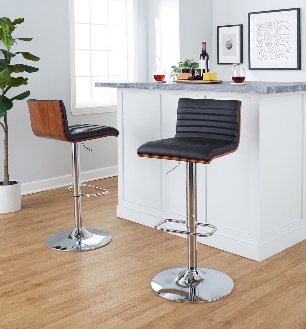 Tatesbrook VIII Black Adjustable Swivel Barstool, Set of 2 - Thumbnail - Image 2