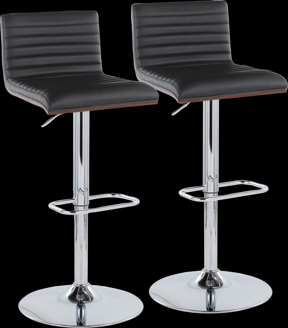 Tatesbrook VIII Black Adjustable Swivel Barstool, Set of 2 - Thumbnail - Image 1