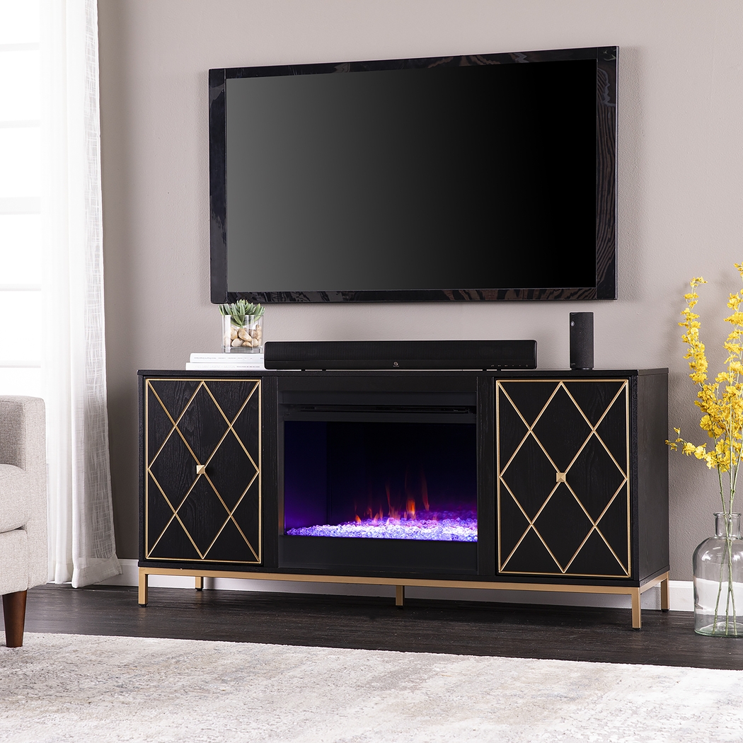 Tattershal I Black 58 in. Console, With Color Changing Electric Fireplace - Thumbnail - Image 2