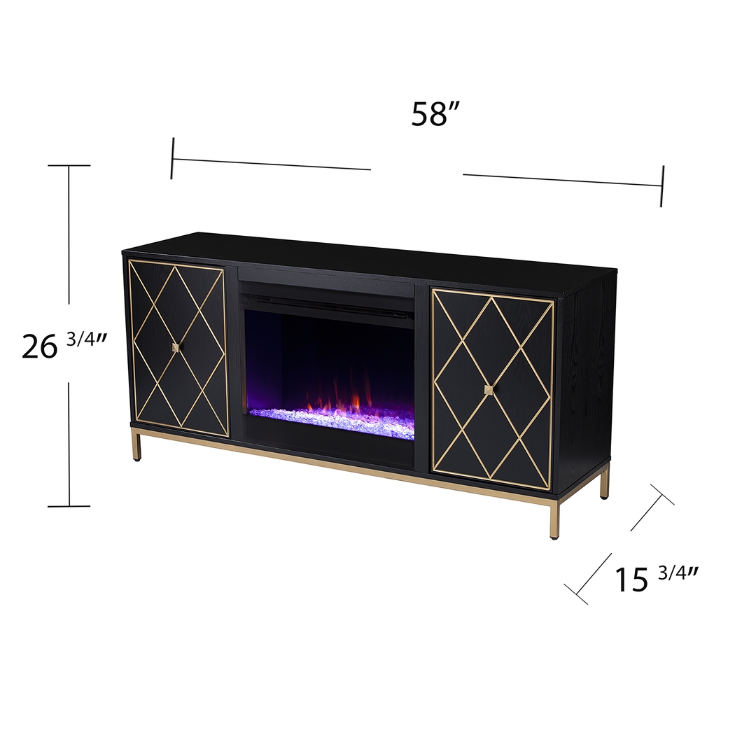 Tattershal I Black 58 in. Console, With Color Changing Electric Fireplace - Thumbnail - Image 3